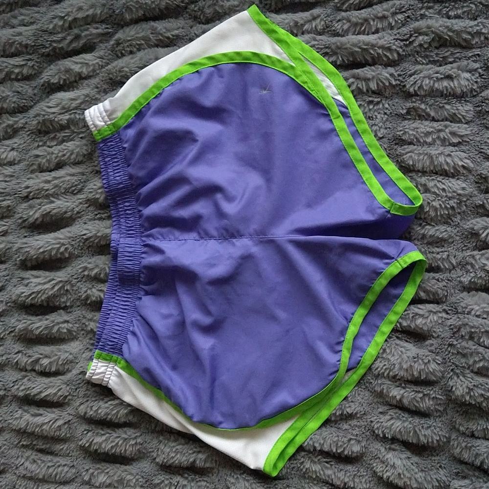Danskin XS running shorts lime green purple
